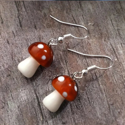 1pair Vintage Gothic Red Mushroom Earrings. Unisex Earrings.