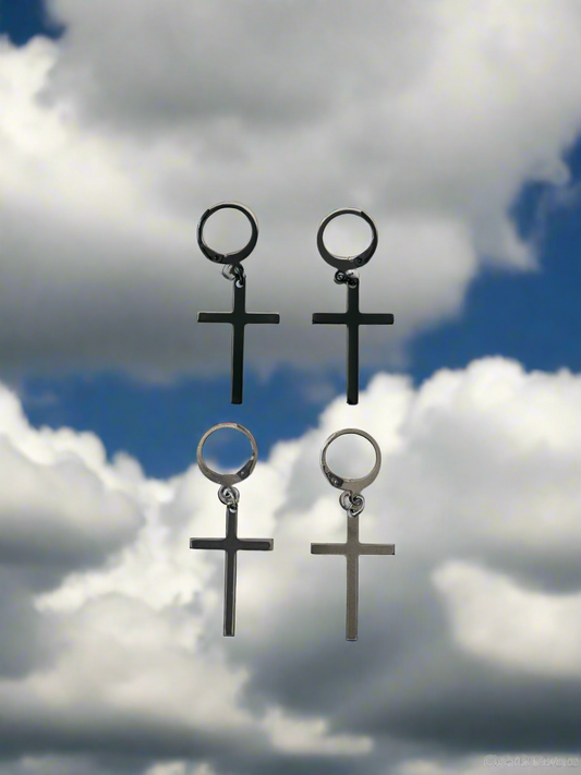 4 Piece Stainless Steel Cross Earrings. Religious Themed Unisex Earrings.